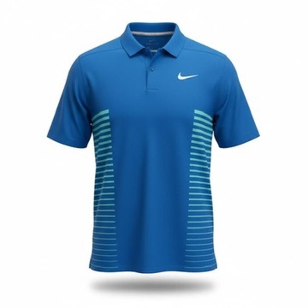 Nike Golf Dri-Fit Blue Striped Polo Men's Short Sleeve Performance Shirt XL
